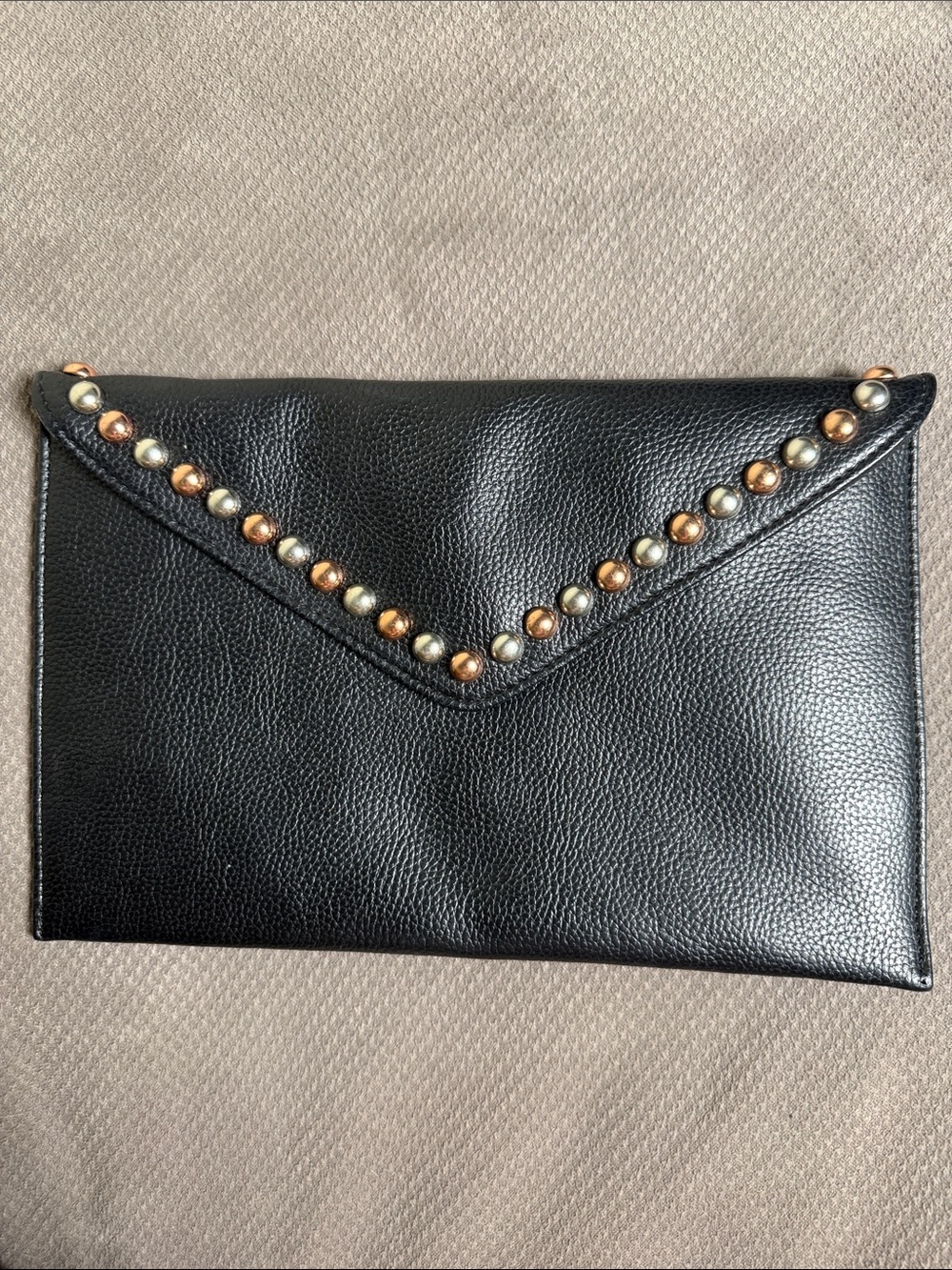 B-Low the Belt Black Envelope Clutch with Mixed Metal Studs